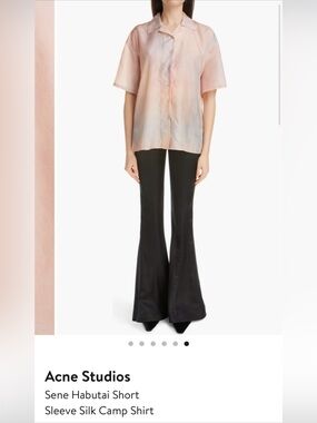 Acne women’s camp shirt “habutai” Short-Sleeve Silk Button-Up